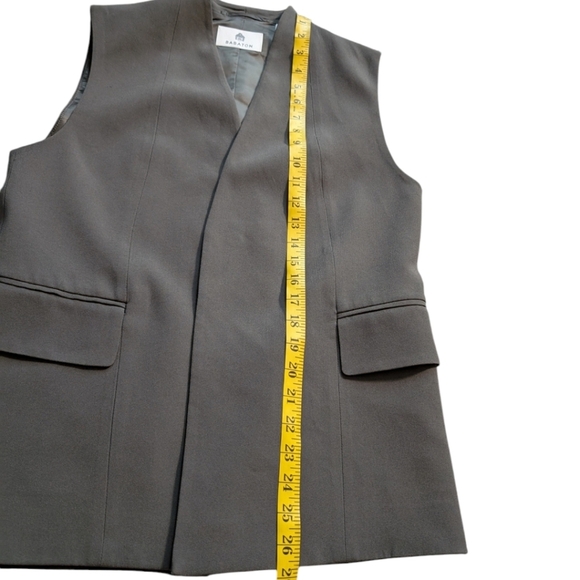 Aritzia Babaton Expert Vest Relaxed Open-front Crepe Vest Dark Olive Women's XS - Picture 13 of 13